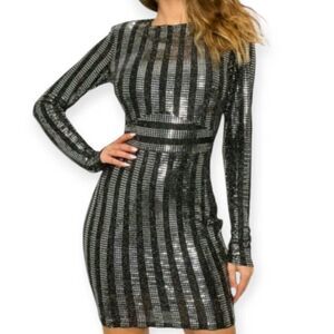PRIVY BLACK & SILVER MINI DRESS SZ.S EUC.